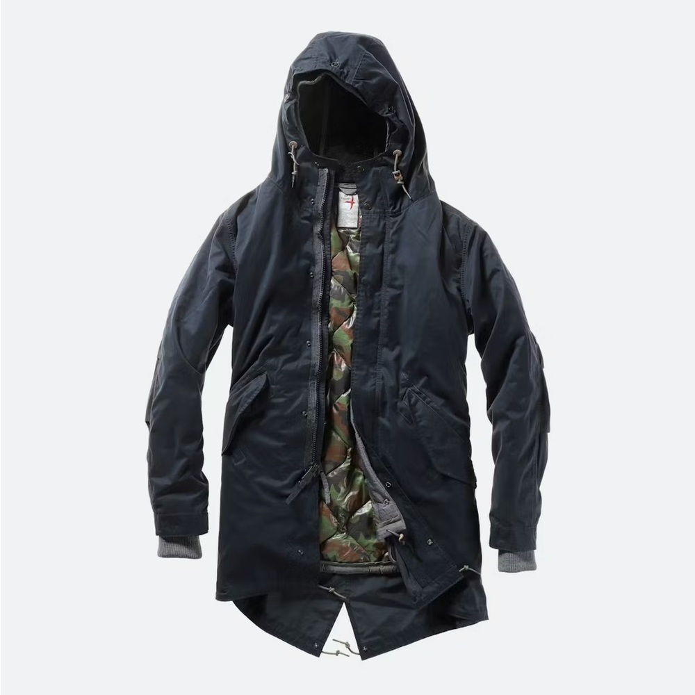 Men's Navy Hooded Military Parka
